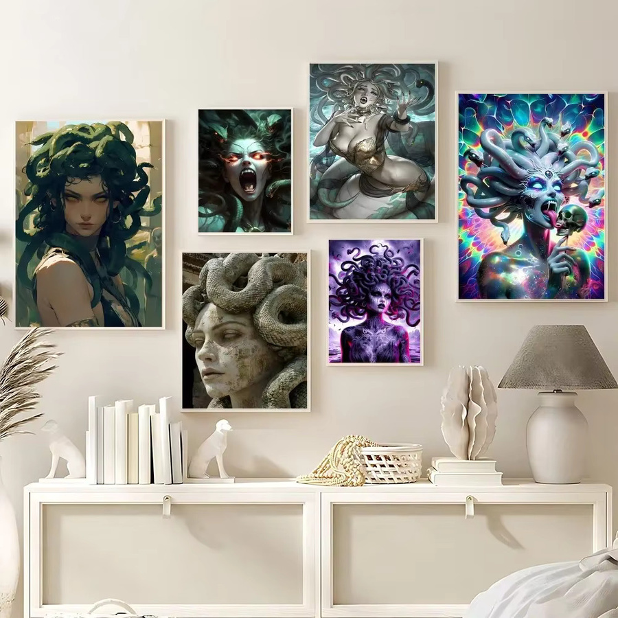 M-Medusa Leinwand Wandbild Medusa Portrait als Wandkunst für deine Wohnzimmer Dekoration, Höhe: 20 cm, Breite: 15 cm - Bild 6