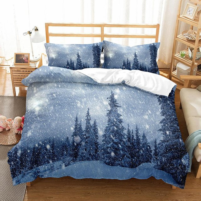 Bettwäsche-Set Lodestar mit Schneeflockenmotiv in Blau, Doppelbettgröße, B/H: 245 x 210 cm - Bild 1