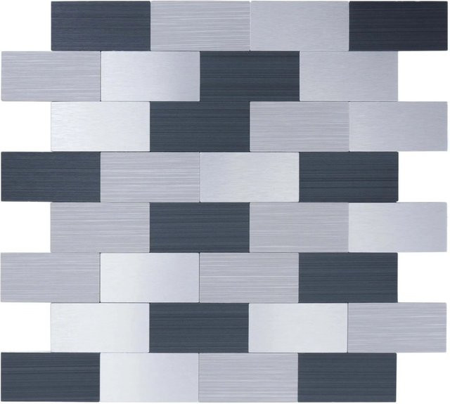 Dalsys Selbstklebende Mosaik-Fliesen Grau Mix Silber, 11 Stück für 1m² - Bild 1