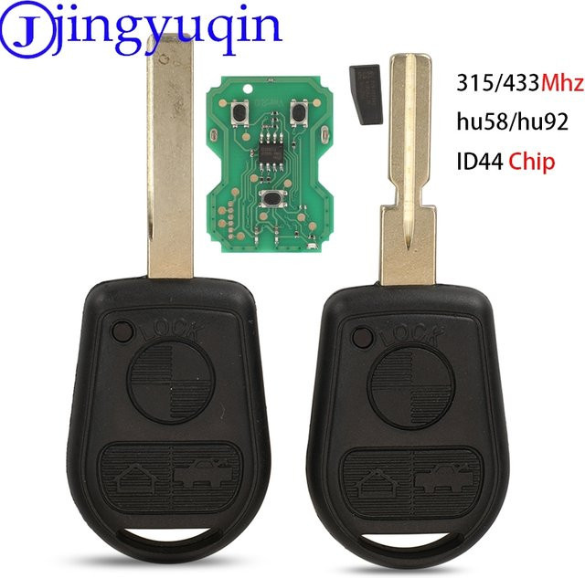 Jingyuqin Fernbedienung Auto Schlüssel mit ID44 Chip für BMW Z3 E31 E32 E34 E36 E38 E39 E46 (315/433 MHz, HU92 HU58 Klinge) - Bild 1