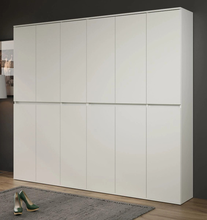 Garderobenschrank Metro von TOP.FURN in Weiß, 12-türiger Schuhschrank mit Regalböden und Kleiderstange, B/H: 191 x 222 cm