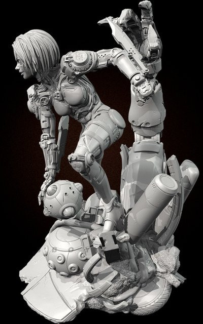 Novivis Maschine Mädchen Gk Micro Miniatur, 3d Gedruckt, unmontiert und unbemalt Kit - Bild 1