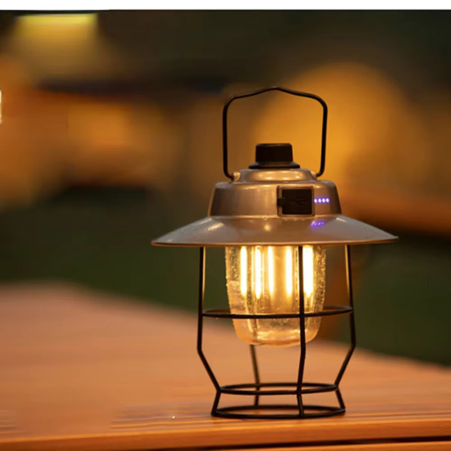 JOYINLED Vintage LED Campinglampe Batteriebetrieben mit Haken für Notfälle und Zeltbeleuchtung, Warmweiß - Bild 3