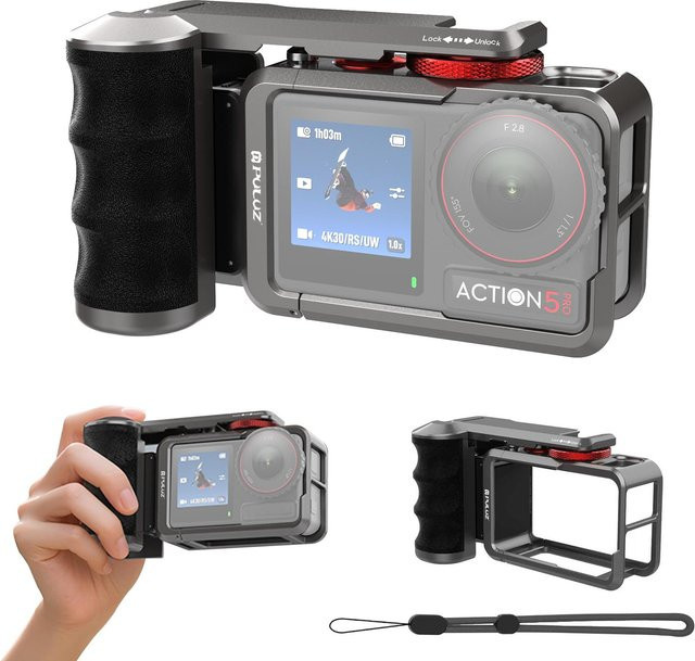 PULUZ Kamerakäfig-Erweiterungsadapter aus Metall mit Griff für DJI Osmo Action 5 Pro, 4 und 3 aus Aluminiumlegierung - Bild 1