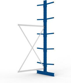 Meta Kragarmregal Anbau IPE120 doppelseitig in Enzianblau mit 10 Armen pro Ständer, B/T/H: 300 x 130 x 80 cm - Bild 1