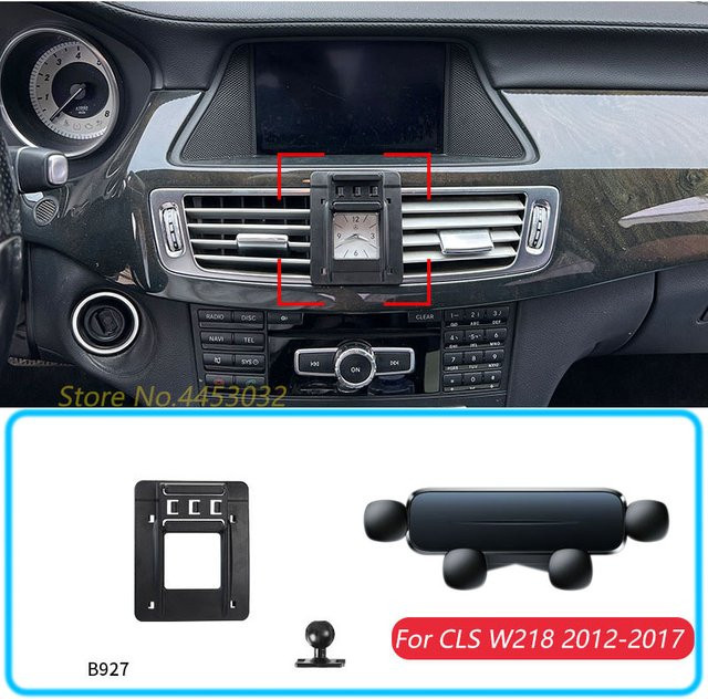 Schwerkraft Autotelefonhalterung für Mercedes Benz CLS W218 (2014-2018) in Schwarz mit GPS-Halterung für die horizontale Nutzung - Bild 1