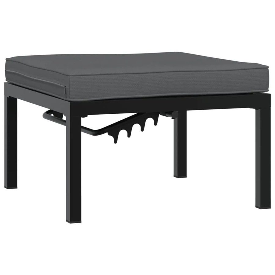 vidaXL Gartenhocker aus pulverbeschichtetem Aluminium mit Kissen in Schwarz und Anthrazit - Bild 2