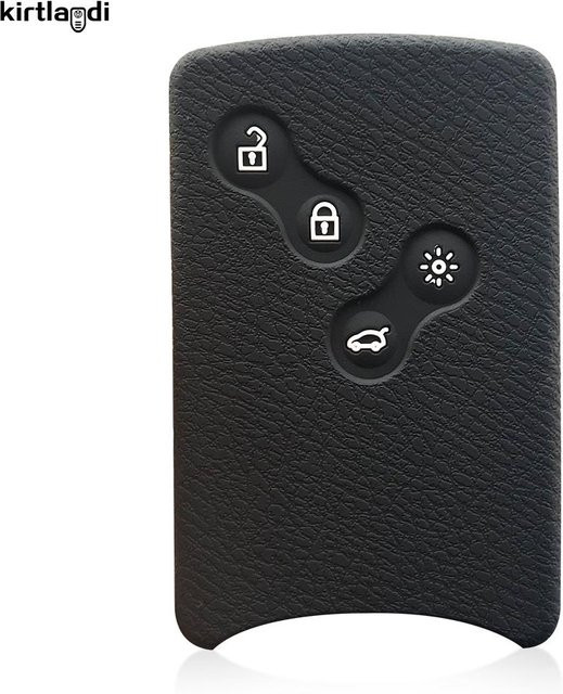 Silikon Schlüsselhülle für Renault Megan 3 Laguna Fluence Clio 4 Captur Zoe als 4-Knopf Schlüsselabdeckung und Fernbedienungsschutz in Schwarz - Bild 1