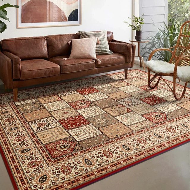 VIKAMA Bohemian Teppich im Vintage Art Deco Design, rutschfeste abstrakte Matte in Multicolour für Wohnzimmer, Schlafzimmer und Heimbüro - Bild 1