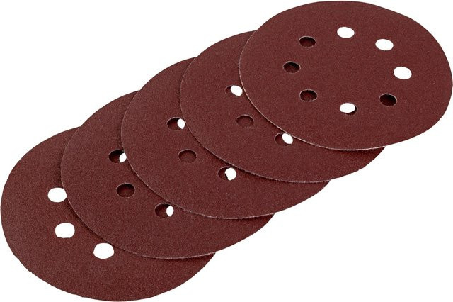 LUX-TOOLS Schleifauflagen für Exzenterschleifer, 5 Stück, Durchmesser: 125 mm, Körnung K40, für Holz und Metall - Bild 1