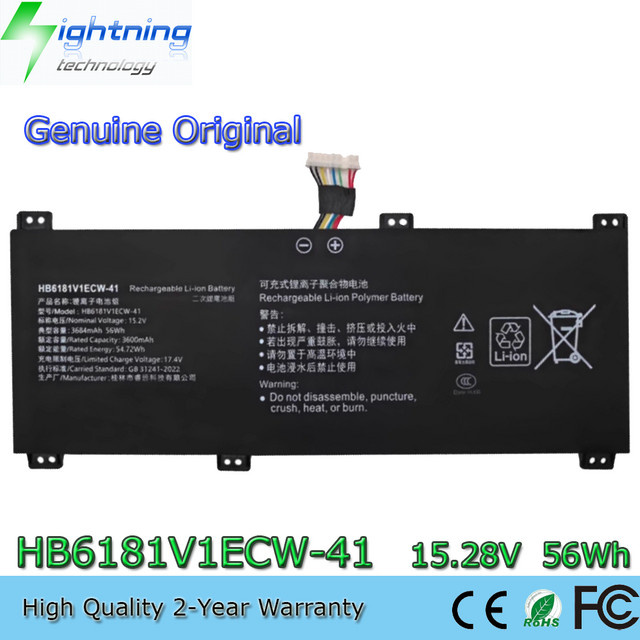Original Huawei Laptop-Akku HB6181V1ECW-41 für MagicBook 16 2022, 15,28 V, 56 Wh, Schwarz - Bild 1