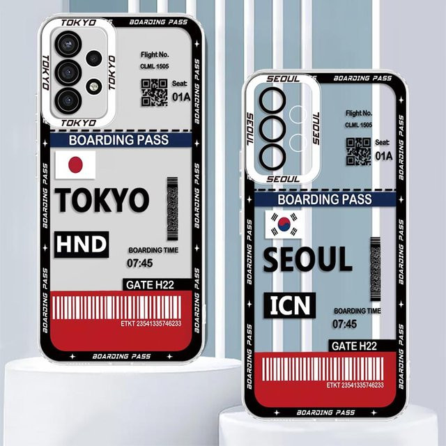 Weiche Handyhülle Tokyo Seoul Boarding Pass für Samsung Galaxy A-Serie in Multicolour - Bild 1