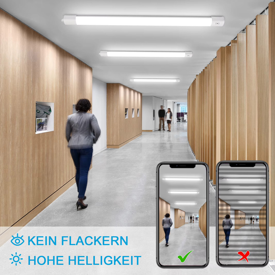 Oraymin LED-Deckenleuchte mit Bewegungssensor, 36 W, 4000 K, IP65 wasserdicht, Farbe: Weiß, Länge: 120 cm - Bild 2