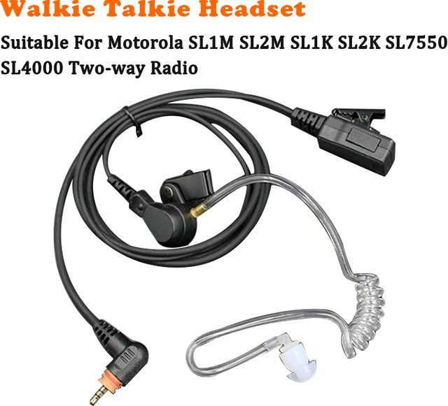 Motorola Air Tube Walkie-Talkie Headset mit Mikrofon und PTT in Schwarz für SL1M SL1K SL1600 SL300 SL7500 SL400 SL4000 SL7550 TLK100 In-Ear Ohrhörer - Bild 1
