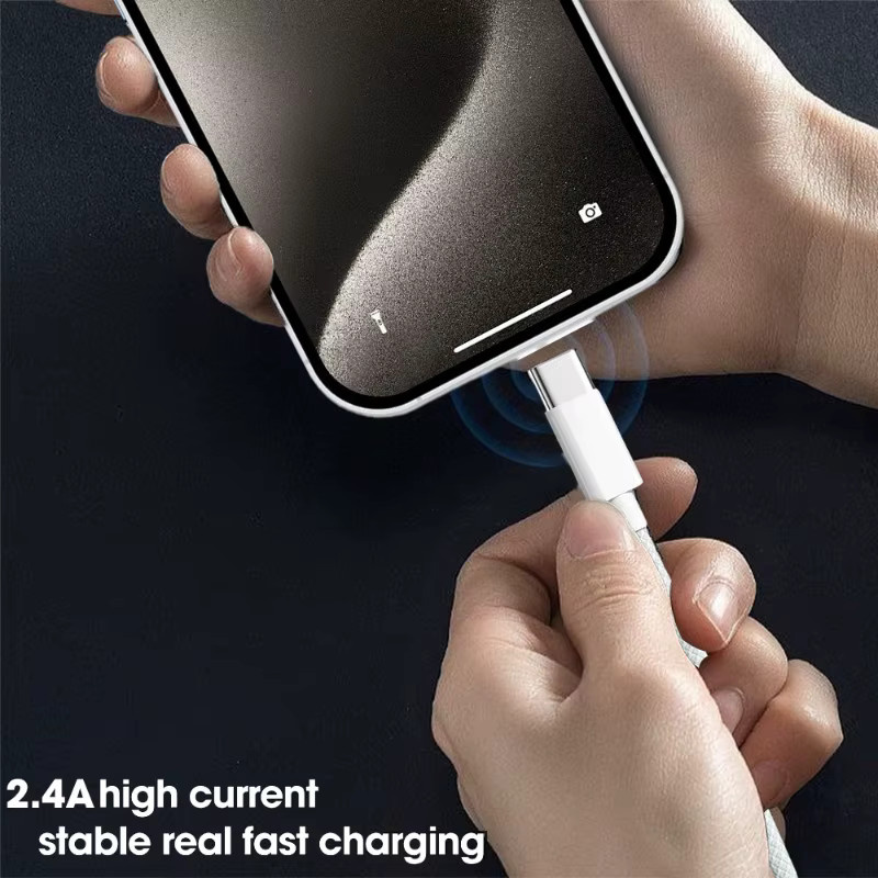 OIITH USB-A auf USB-C Kabel in Weiß mit Nylon-Geflecht für schnelles Laden und Datenübertragung - Bild 4