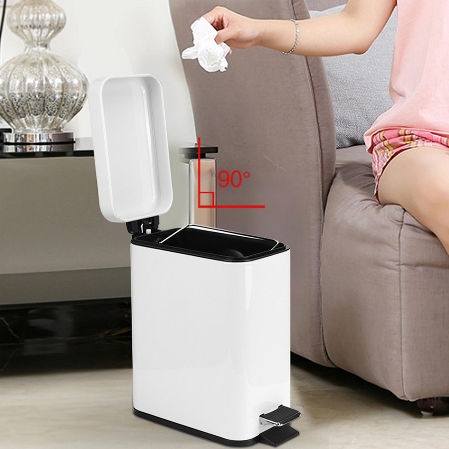 CosyHome Mülleimer mit Fußpedal aus Edelstahl in Weiß, Volumen: 5 l - Bild 3