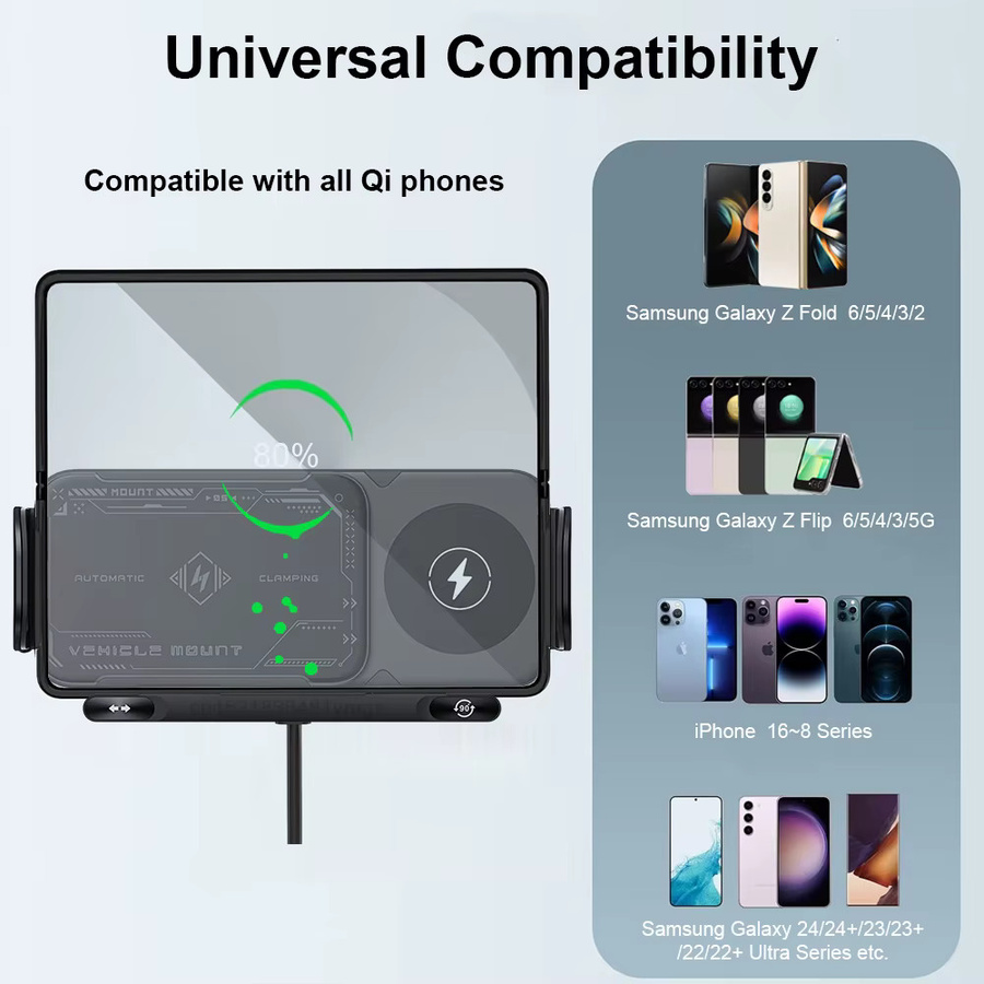 Samsung Kabelloses Dual-Spulen Ladegerät für Galaxy Z Fold 5 6 und Flip 3 4 mit Luftstromhalterung in Schwarz - Bild 6