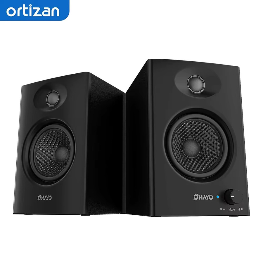 OHAYO 60W Aktive Regallautsprecher in Schwarz mit Glasfaser-Einheit, Bluetooth 5.3 und Multi-Eingängen für USB, RCA und AUX - Bild 7