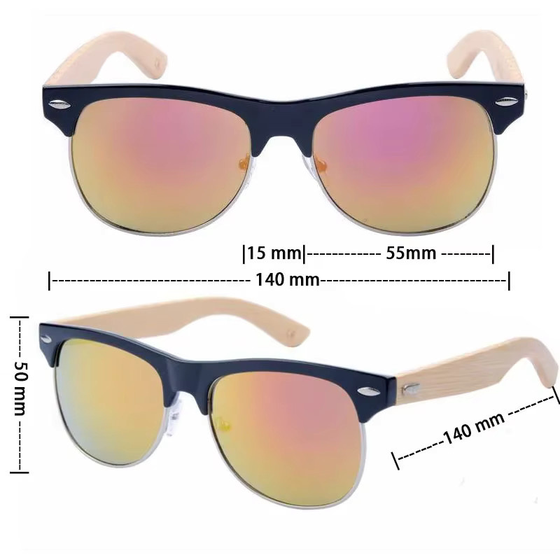 Vega Sonnenbrille, Halbrahmen, oval, Holz, Unisex - Bild 2