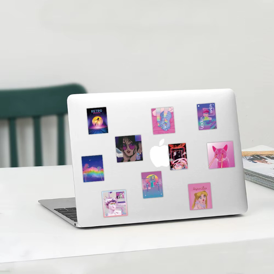 50-teiliges Set Vintage Vaporwave Aufkleber in Multicolour von Anime Worlds Store zur Dekoration von Notizbüchern, Handyhüllen und Rucksäcken - Bild 4