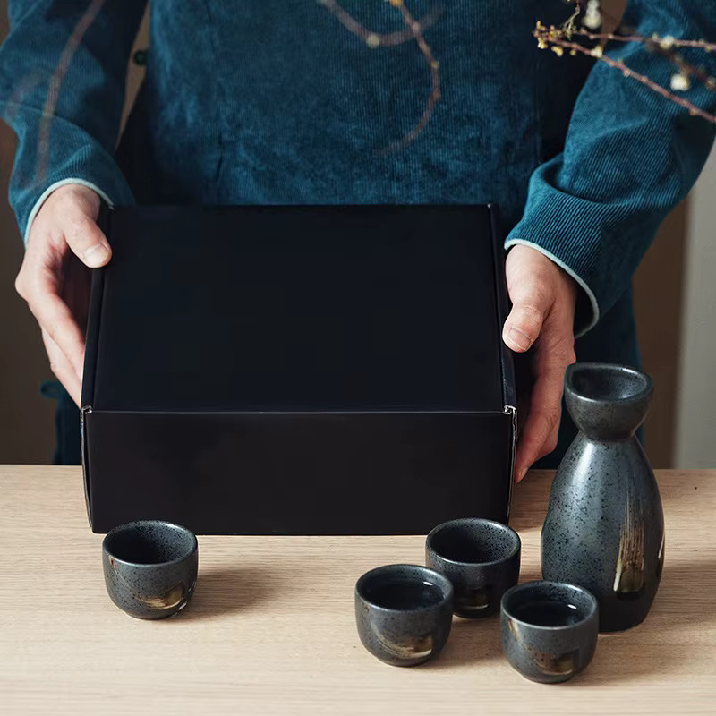 Vintage Keramik-Dekanter und Tassen-Set im japanischen Stil für Sake und Umeshu - Bild 3