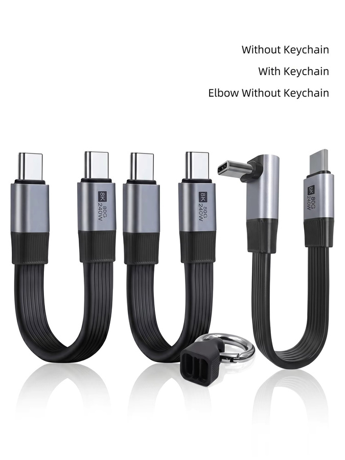 LIEI USB-C-Kabel Thunderbolt 5 mit Schlüsselanhänger, USB4.0, 240W PD Schnellladung, 80Gbps Datenübertragung, 8K@60Hz Videoanzeige, Schwarz - Bild 6
