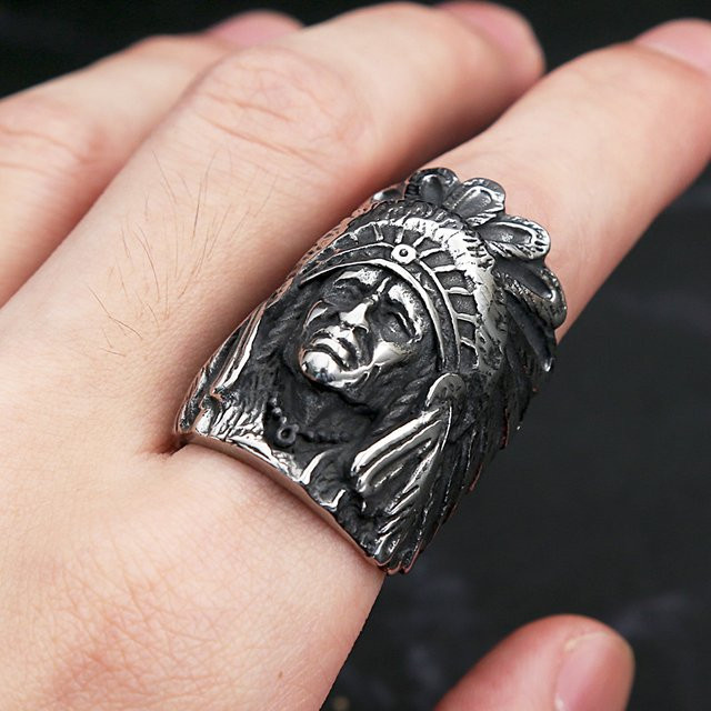 NORTHMAN Ring, Indianerhäuptling, Edelstahl, Silber, Herren - Bild 1
