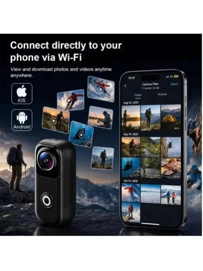 4K Mini-Actionkamera tragbare Videokamera für Outdoor-Sport und Reisen in Schwarz oder Weiß - Bild 7