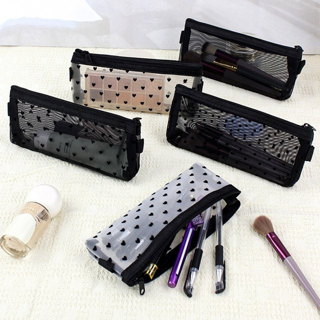 Transparentes Mesh-Etui für Make-up-Pinsel und Schreibwaren mit großem Fassungsvermögen und Reißverschluss - Bild 1