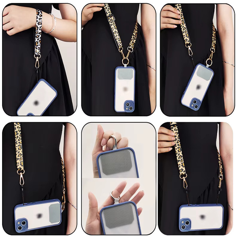SZBRYTMAX Handy-Lanyard mit Leopardenmuster in Gelb und Multicolour, verstellbare Umhängekette mit Clip als Anti-Verlust-Schlinge für dein Smartphone - Bild 3