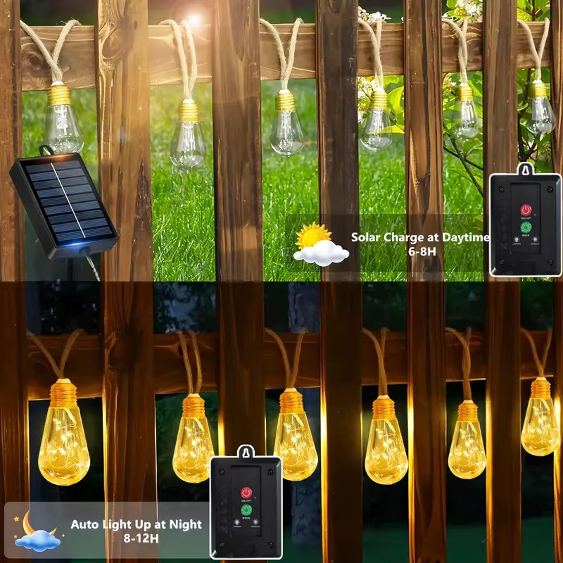 Globe Solar-LED-Lichterkette für den Außenbereich aus bruchsicherem Kunststoff mit wasserdichten Glühbirnen für Garten und Terrasse - Bild 4