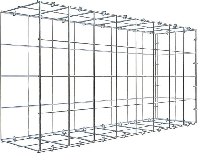 Gabiona C-Ring Anbaukorb Typ 2, silbergrau, B/H/T: 40 x 80 x 20 cm, Maschenweite 10 x 10 cm - Bild 1