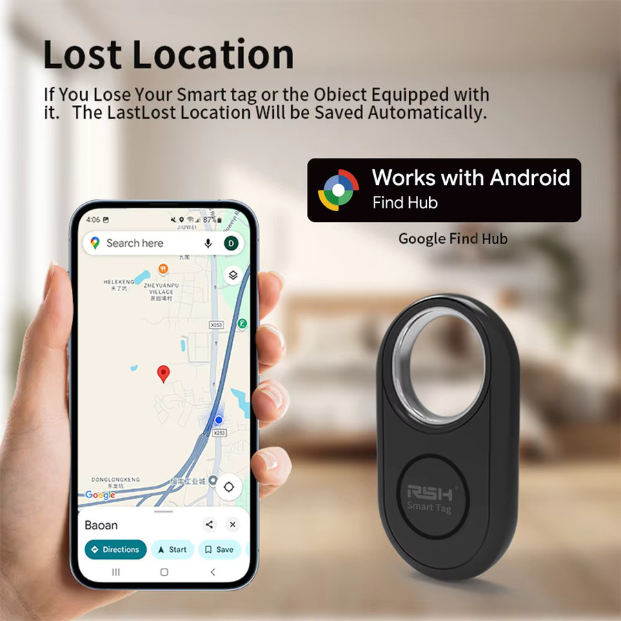 Android Smart Tag Tracker in Schwarz für Google Find My Device App zur Verlustprävention für Pixel und Motorola - Bild 2