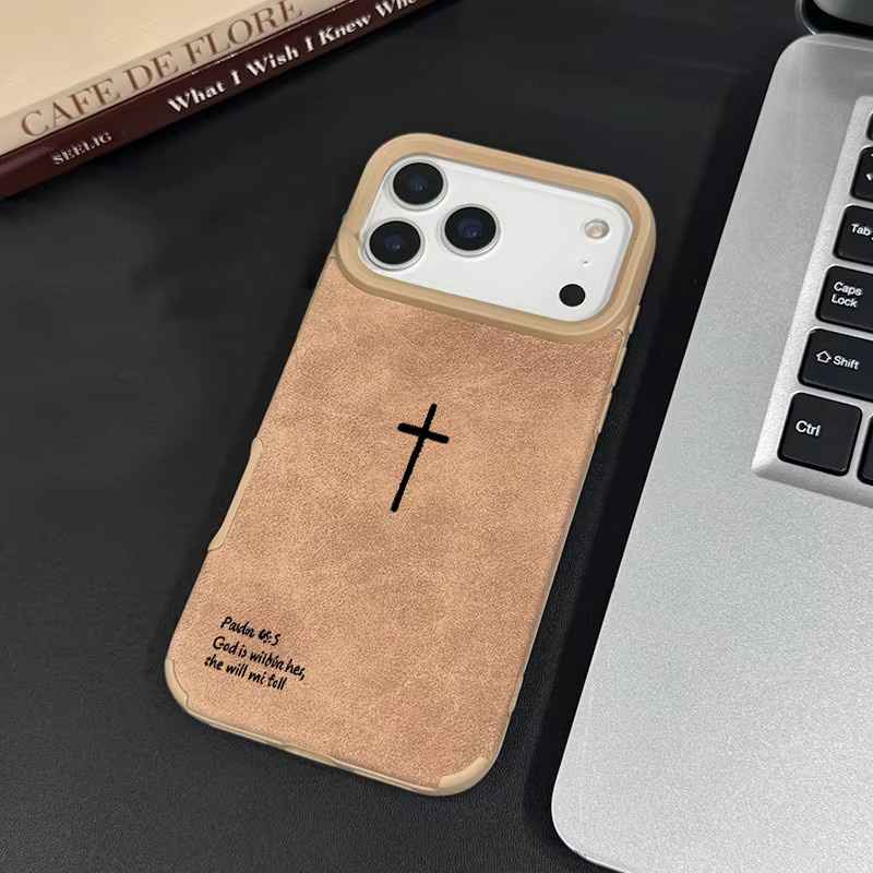GOD Jesus Handyhülle für Apple iPhone 17 16 15 14 13 12 11 Pro Max XR XS in Braun aus Kunstleder und Wildleder - Bild 3