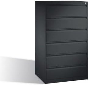 C+P Karteischrank Acurado für DIN A5 quer, 6 Schubladen, dreibahnig, Schwarzgrau, Stahl, B/T/H: 59,0 x 135,7 x 78,7 cm - Bild 1