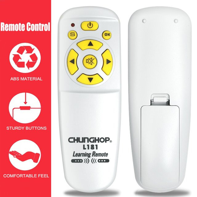 Chunghop IR Mini 7-Tasten Infrarot-Lernfernbedienung in Weiß für Ventilator, TV, DVD, CD, Audio und Verstärker - Bild 1