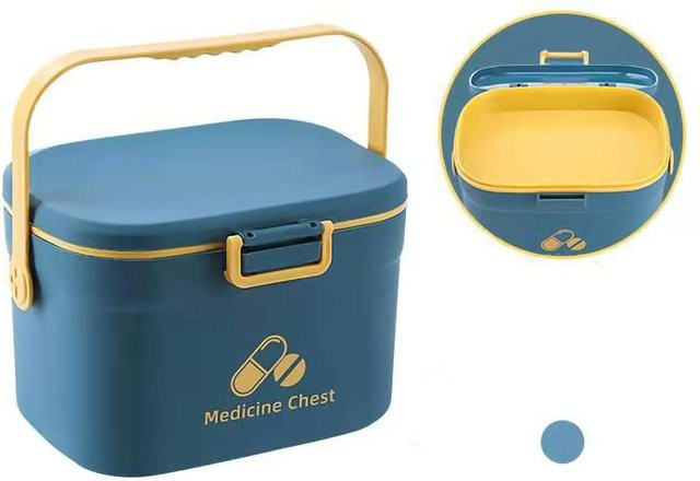 Medikamentenbox Pillendose von OutsideWorld aus PP, 2-lagig, tragbar für Zuhause und Büro, Blau und Grau - Bild 1