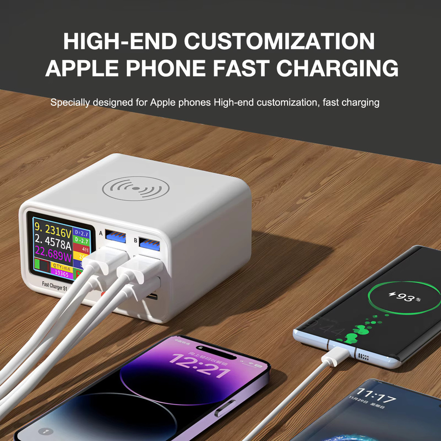 UNEW Multifunktions-USB-C-Schnellladegerät mit 8 Ports, Desktop-Ladestation mit PD3.0, PPS, QC3.0 und kabelloser Ladefunktion, Weiß, 15 W - Bild 3