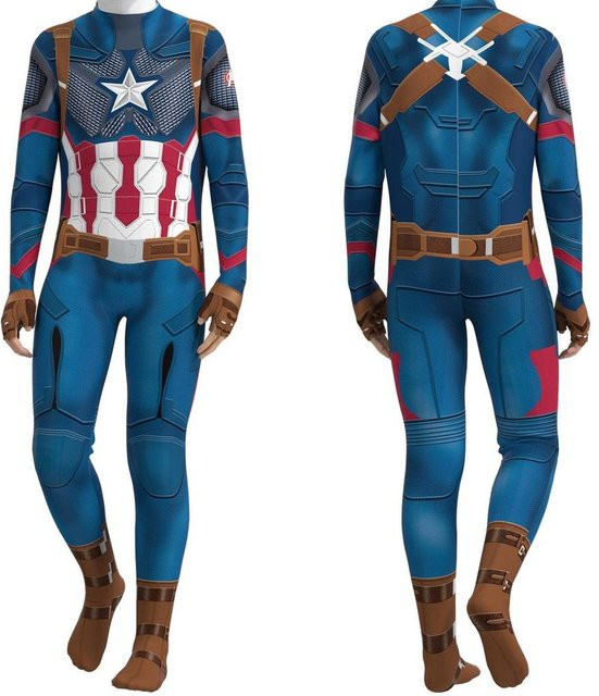 CopperKettle Captain America Marvel Cosplay Kostüm Jumpsuit, Blau, Jungen - Bild 1