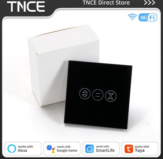 TNCE WLAN Smart Touch Vorhangschalter und Rolladenmotor-Schalter in Weiß, kompatibel mit Tuya Smart Life App, Alexa und Google Home - Bild 1