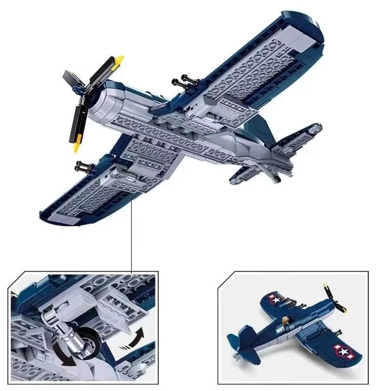Sluban WW2 Pacific Storm Military F4U-1 Pirate Fighter, Bausteine, 550 Teile - Bild 4