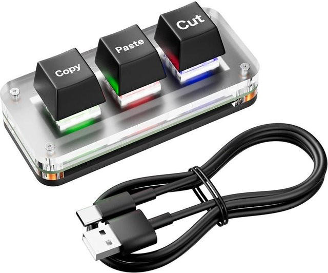 Ammmtoo RGB Ctrl XCV Shortcut Einhandtastatur mit 3 Makro-Tasten, mechanische Gaming-Tastatur mit Red Switches, USB Type-C, Schwarz - Bild 1