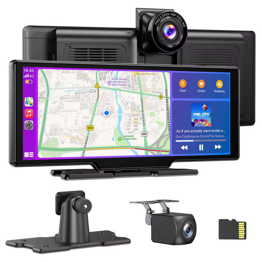 ESSGOO Tragbares Autoradio mit 10.26 Zoll 4K Touchscreen, 64G Speicher, Drahtlos Apple CarPlay und Android Auto, Dash Cam, Bluetooth, GPS, WiFi, Rückfahrkamera und Navigation in Schwarz - Bild 7