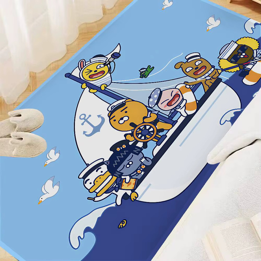 K-KAKAOS FRIENDS Bodenmatte mit Kinder-Motiv in Blau, rutschfeste rechteckige Matte für Wohnzimmer, Kinderzimmer oder Balkon - Bild 3