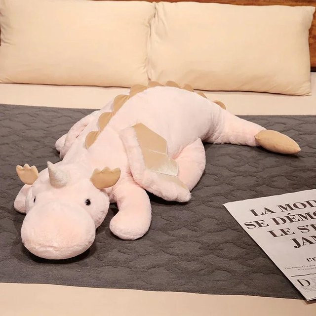 BC Pet Supplies Drachen Plüschtier, Rosa Weiß, 90cm - Bild 1