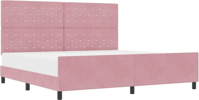 vidaXL Boxspringbett mit Kopfteil in Rosa aus Samt, B/T/H: 200 x 200 x 206 cm - Bild 1