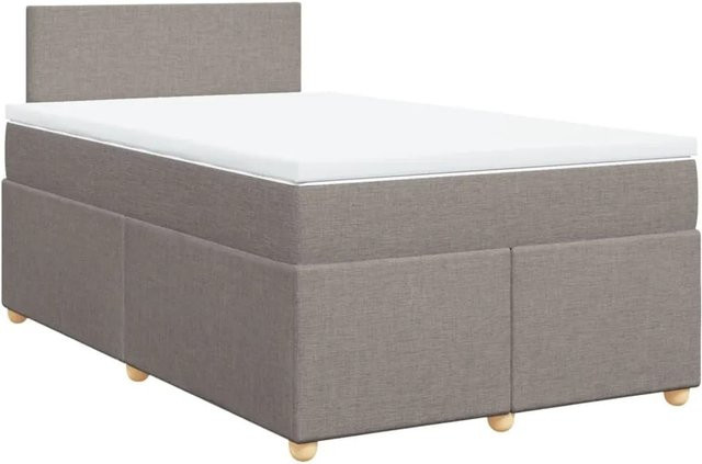 vidaXL Boxspringbett mit Matratze in Taupe, Hybrid-Bett mit USB-Ladeport und Unterbettbeleuchtung, B/T: 120 x 200 cm - Bild 1
