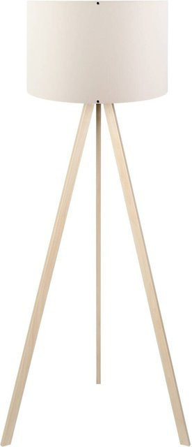 Opviq Stehlampe AYD-1524 in Creme und Eiche mit Stoffschirm, B/T/H: 38 x 38 x 140 cm, E27 Fassung - Bild 1
