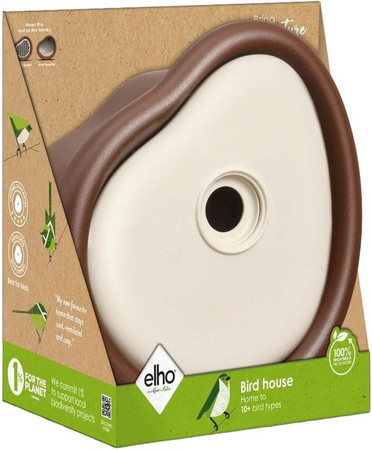 Elho Vogelhaus Organic in Braun-Weiß, Höhe: 25 cm