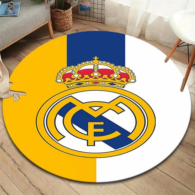 Runder Teppich Real Madrid CF in Gelb, rutschfeste Bodenmatte aus Polyester für Wohnzimmer und Schlafzimmer, Durchmesser: 80 cm - Bild 1